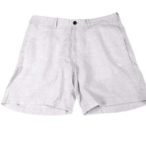 J.Crew Mens 100% Linen Striped Shorts Beige White 34 Waist 7 Inseam NEW